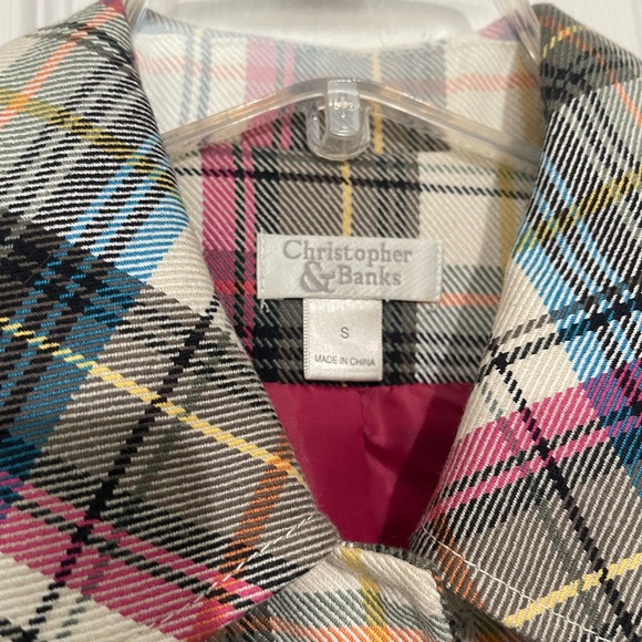 Christopher & Banks multi color plaid long jacket - Picture 5 of 6